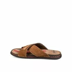 Mules MARRON DENIM SIDE CUIR -Claquettes Soldes mules marron denim side cuir 13