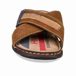 Mules MARRON DENIM SIDE CUIR -Claquettes Soldes mules marron denim side cuir 14