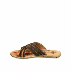 Mules MARRON DENIM SIDE CUIR -Claquettes Soldes mules marron denim side cuir 3