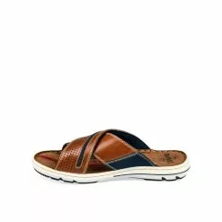 Mules MARRON DENIM SIDE CUIR -Claquettes Soldes mules marron denim side cuir 8