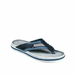 Tongs MARINE DENIM SIDE CUIR