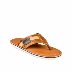 Tongs MARRON DENIM SIDE CUIR