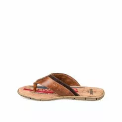 Tongs MARRON DENIM SIDE CUIR -Claquettes Soldes tongs marron denim side cuir 3