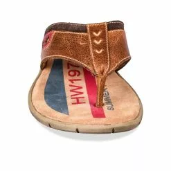 Tongs MARRON DENIM SIDE CUIR -Claquettes Soldes tongs marron denim side cuir 4