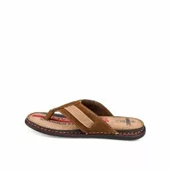 Tongs MARRON DENIM SIDE CUIR -Claquettes Soldes tongs marron denim side cuir 8