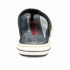 Tongs NOIR DENIM SIDE CUIR -Claquettes Soldes tongs noir denim side cuir 2