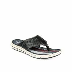 Tongs NOIR DENIM SIDE CUIR