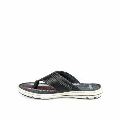 Tongs NOIR DENIM SIDE CUIR -Claquettes Soldes tongs noir denim side cuir 3